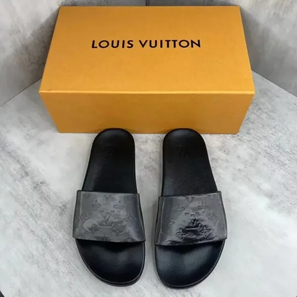 Louis Vuitton Monogram Slide Sandals Black Slippers - 1