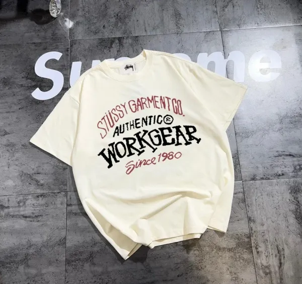 Stüssy Garment Co. Workgear Cream T-Shirt - 1