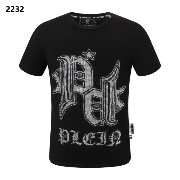 Philipp Plein PP Logo Embellished Black T-Shirt - 1