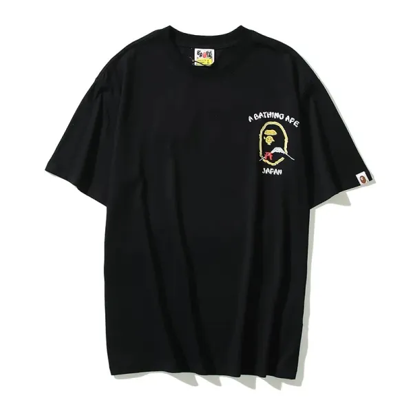 A Bathing Ape猿人头刺绣Logo Black T-Shirt - 1