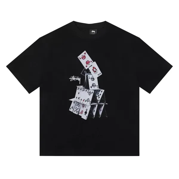 Stüssy Card Tower Black T-Shirt - 1