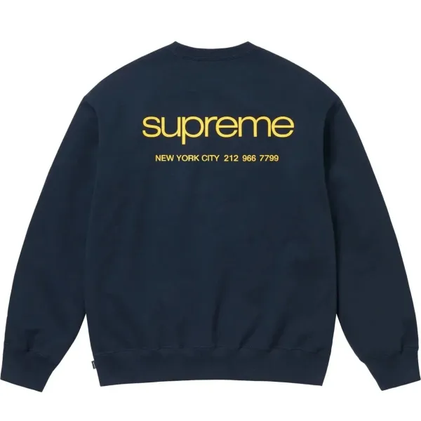 Supreme Phone Number Crewneck Navy Sweatshirt - 1