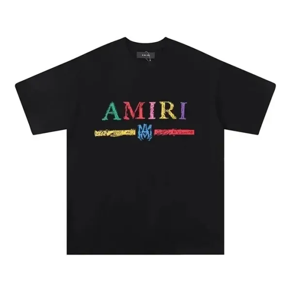 Amiri Rainbow Logo Graphic Black T-Shirt - 1