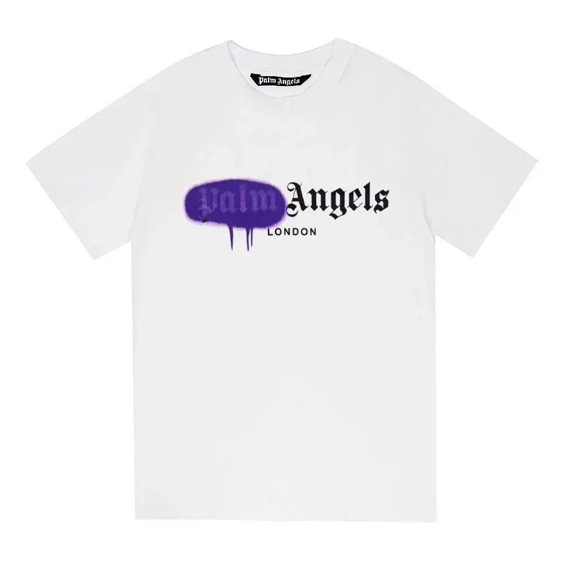Palm Angels T-Shirts Short-sleeve graphic logo T-shirt — 2197 White Purple