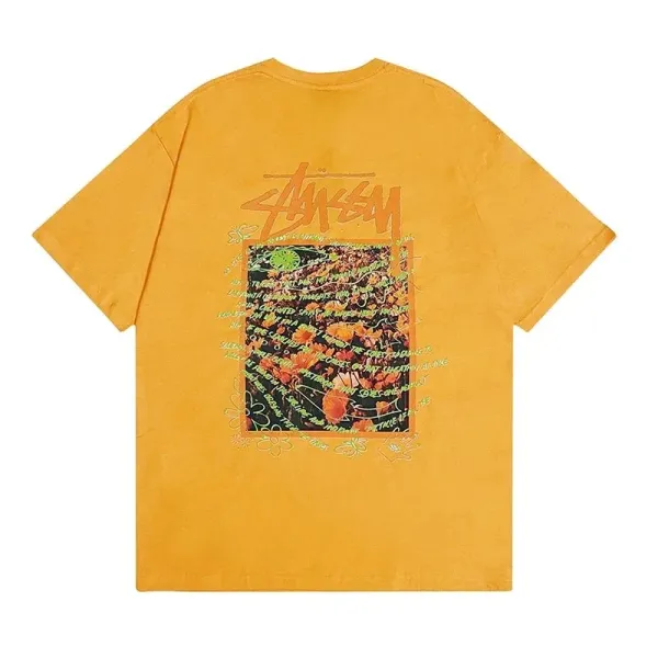 Stussy Floral Collage Graphic T-Shirt Yellow - 1