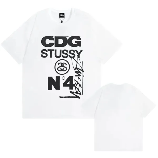 CDG x Stussy N°4 Graphic T-Shirt White - 1