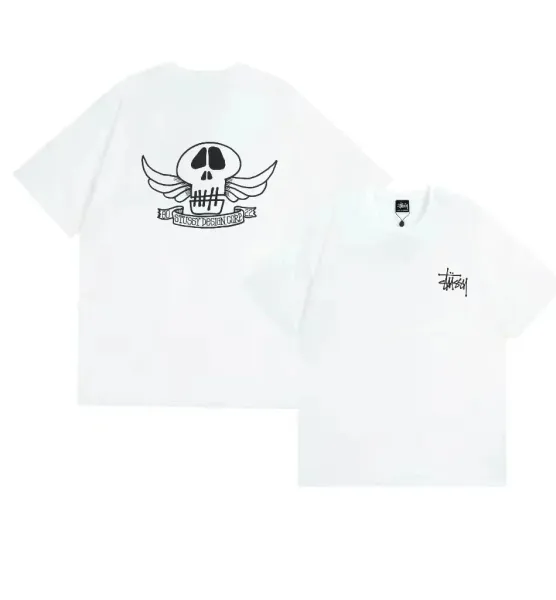 Stussy Winged Skull Graphic T-Shirt White - 1