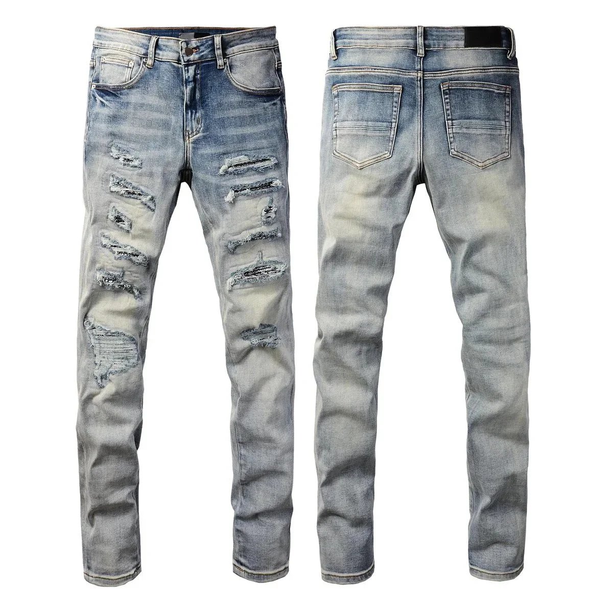 Unbranded Jeans Distressed Slim-Fit — 8877