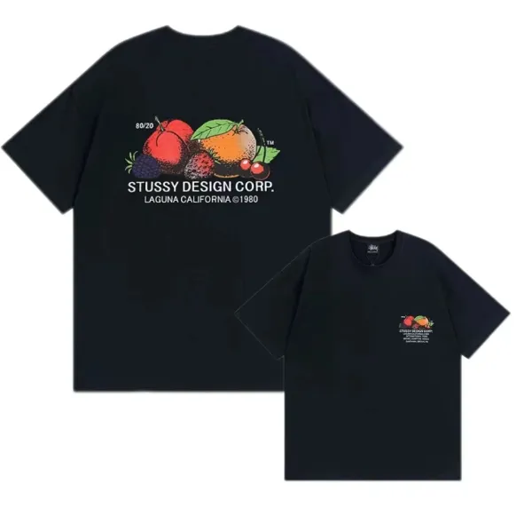 Stüssy Design Corp. Fruit Print Oversized T-Shirt Black - 1