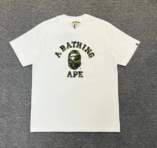 A Bathing Ape Arch Logo Camo T-Shirt White - 1