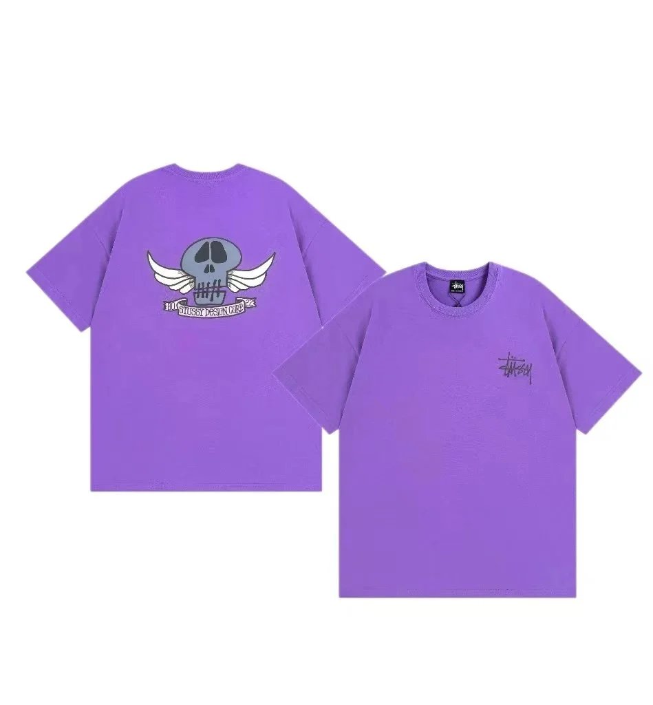 Stüssy x HUF Winged Skull Purple Oversized T-Shirt - 1