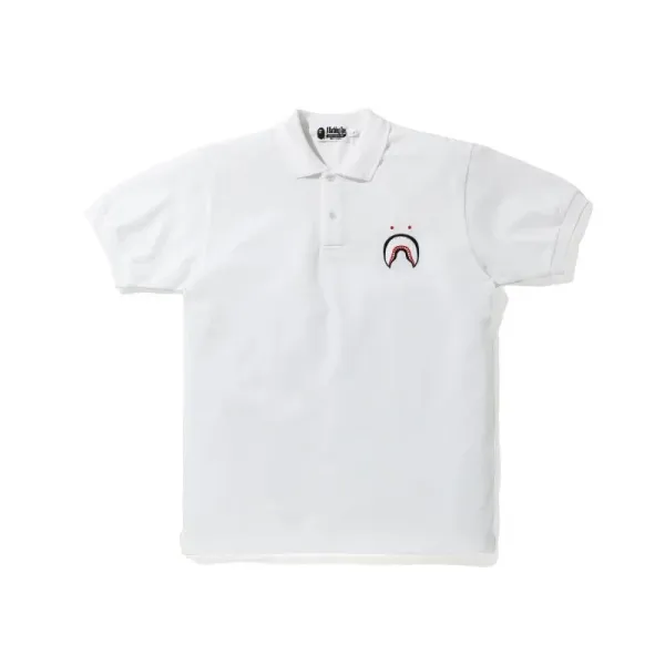 A Bathing Ape Shark Face Embroidered Black Polo - 3