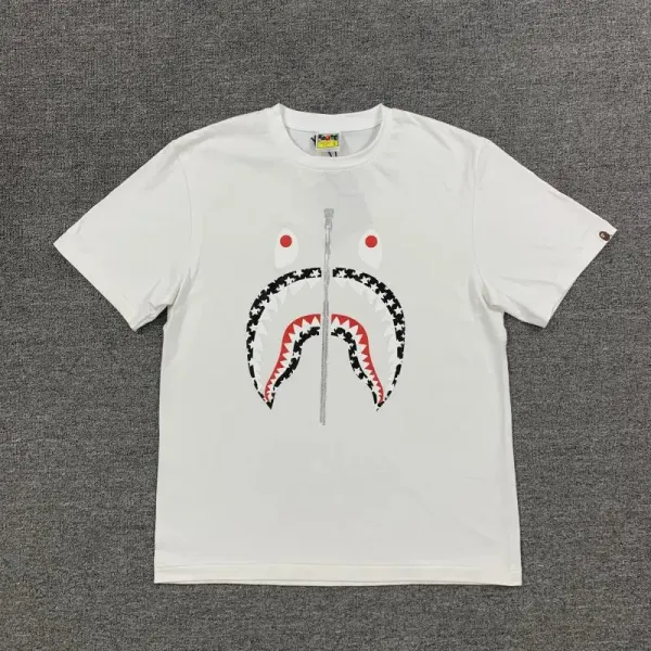 A Bathing Ape Shark Face Zipper T-Shirt White - 1