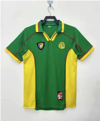 Cameroon National Team 2002 World Cup Home Jersey Green Yellow Polo - 1