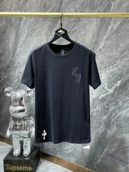 Chrome Hearts x Supreme Logo Embroidered Black T-Shirt - 1