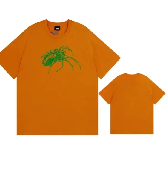 Stüssy Spider Graphic Orange T-Shirt - 1