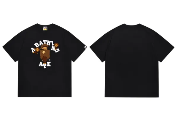 A Bathing Ape Script Logo Black T-Shirt - 9