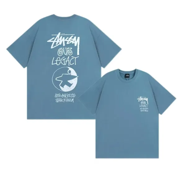 Stüssy Our Legacy Collaboration Blue Oversized T-Shirt - 1