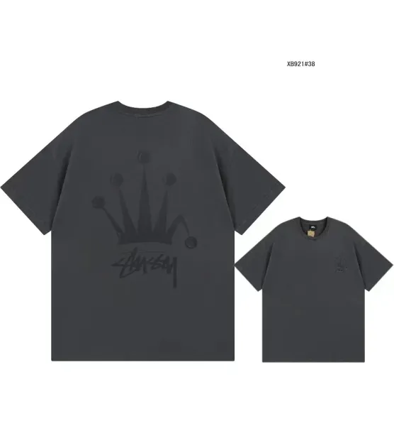 Stussy Crown Logo Oversized T-Shirt Charcoal Gray T-Shirt - 1