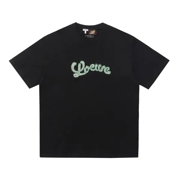 Loewe x Paula's Ibiza Beaded Logo Black T-Shirt - 1