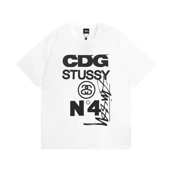 CDG x Stussy N°4 Graphic T-Shirt White - 1