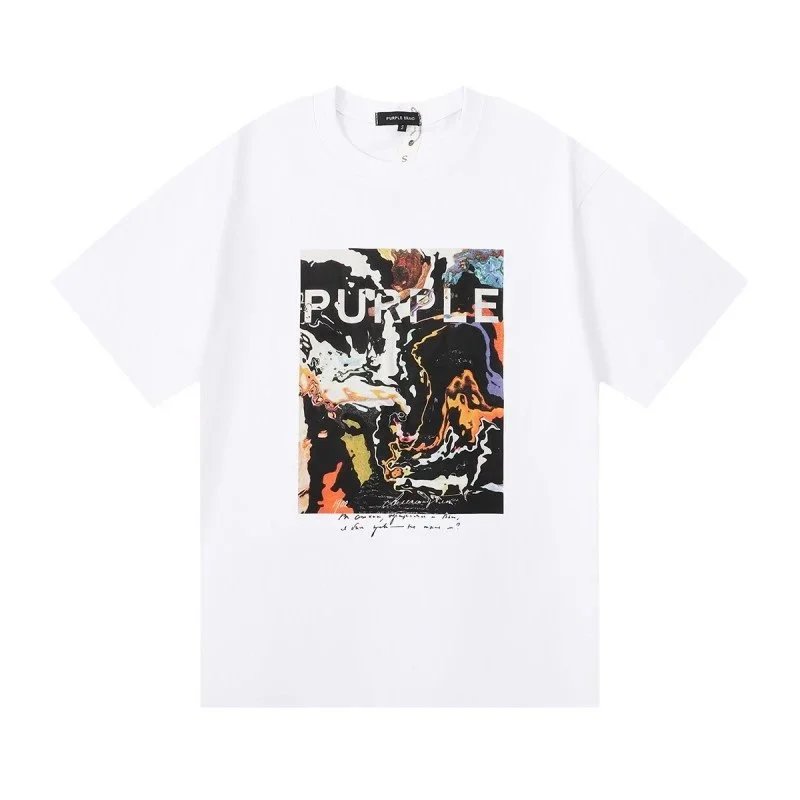 Purple Brand T-Shirts Short-Sleeve Graphic Print — 3021 White