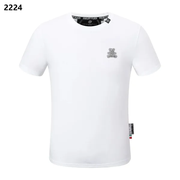 Philipp Plein Bear Crystal Embroidery White T-Shirt - 1