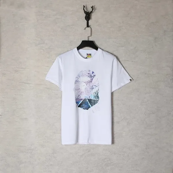 A Bathing Ape樱花印花猿人头T-Shirt White - 1