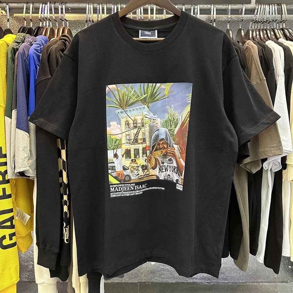 Kith T-Shirts Short-Sleeve Graphic Print Crewneck — Black 8038