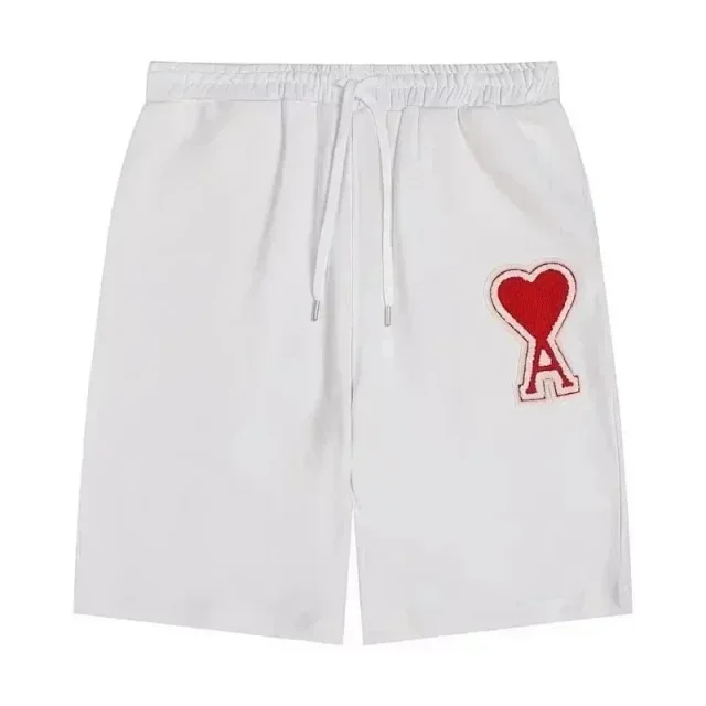 AMI Paris Shorts Drawstring with de Cœur heart patch product detail image 7