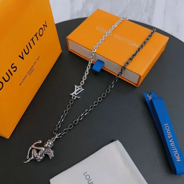 Louis Vuitton LV Angel Pendant Chain Necklace Silver - 1