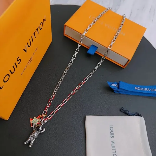 Louis Vuitton Space Explorer Chain Necklace Silver Red Multicolor Necklaces - 1