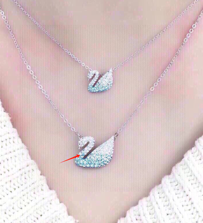 Swarovski天鹅造型水晶项链套装 Silver Blue Gradient Necklaces - 1