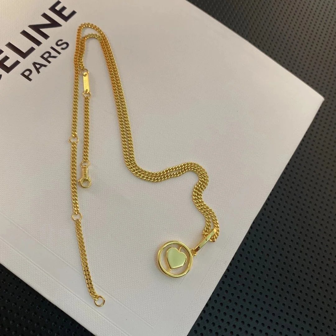 Celine Triomphe Square Pendant Necklace Gold - 5