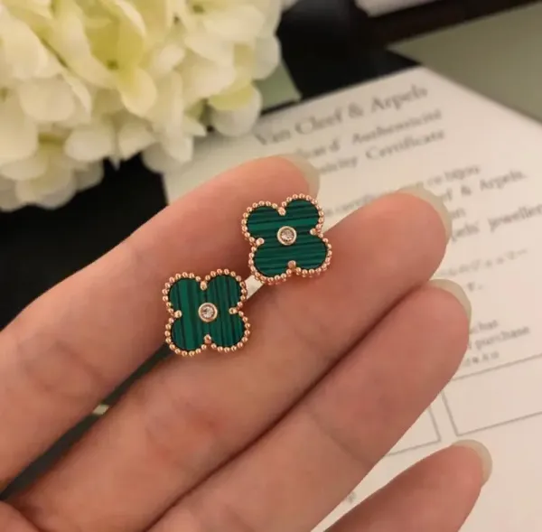 Van Cleef & Arpels Alhambra Malachite Diamond Earrings - 1