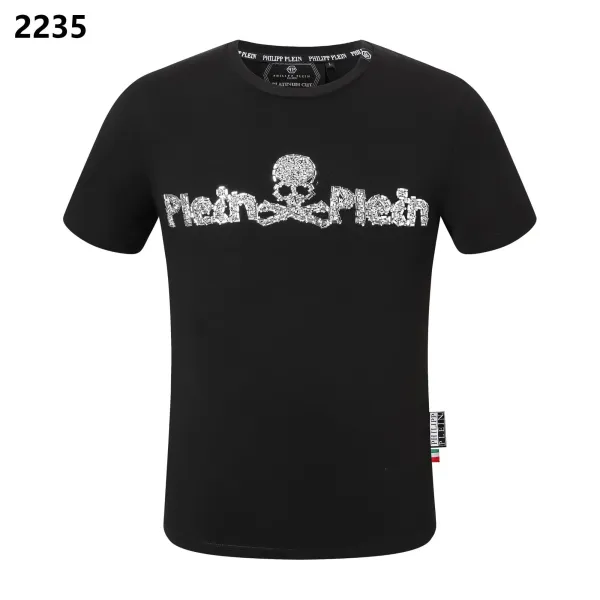 Philipp Plein Platinum Cut Crystal Skull Logo Black T-Shirt - 1