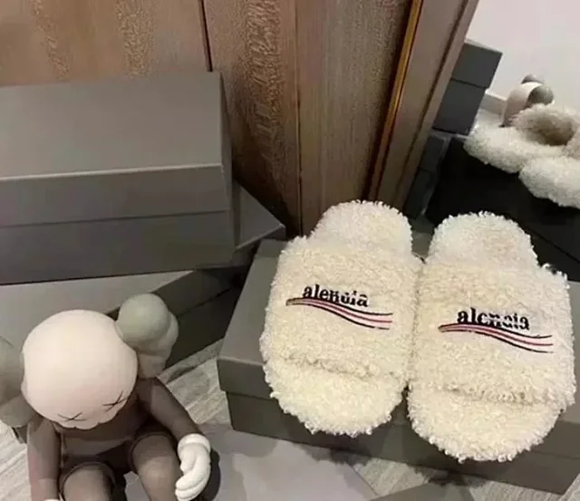 Unbranded Slippers Faux Shearling Open-Toe Slide product detail image 8