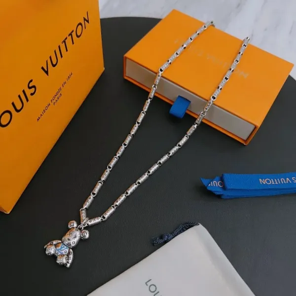 Louis Vuitton Teddy Bear Pendant Necklace Silver - 1