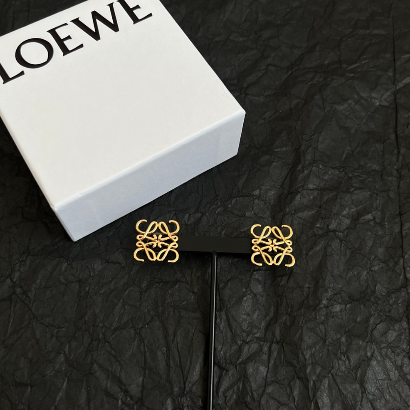 Loewe Anagram Square Earrings Gold Jewelry - 1