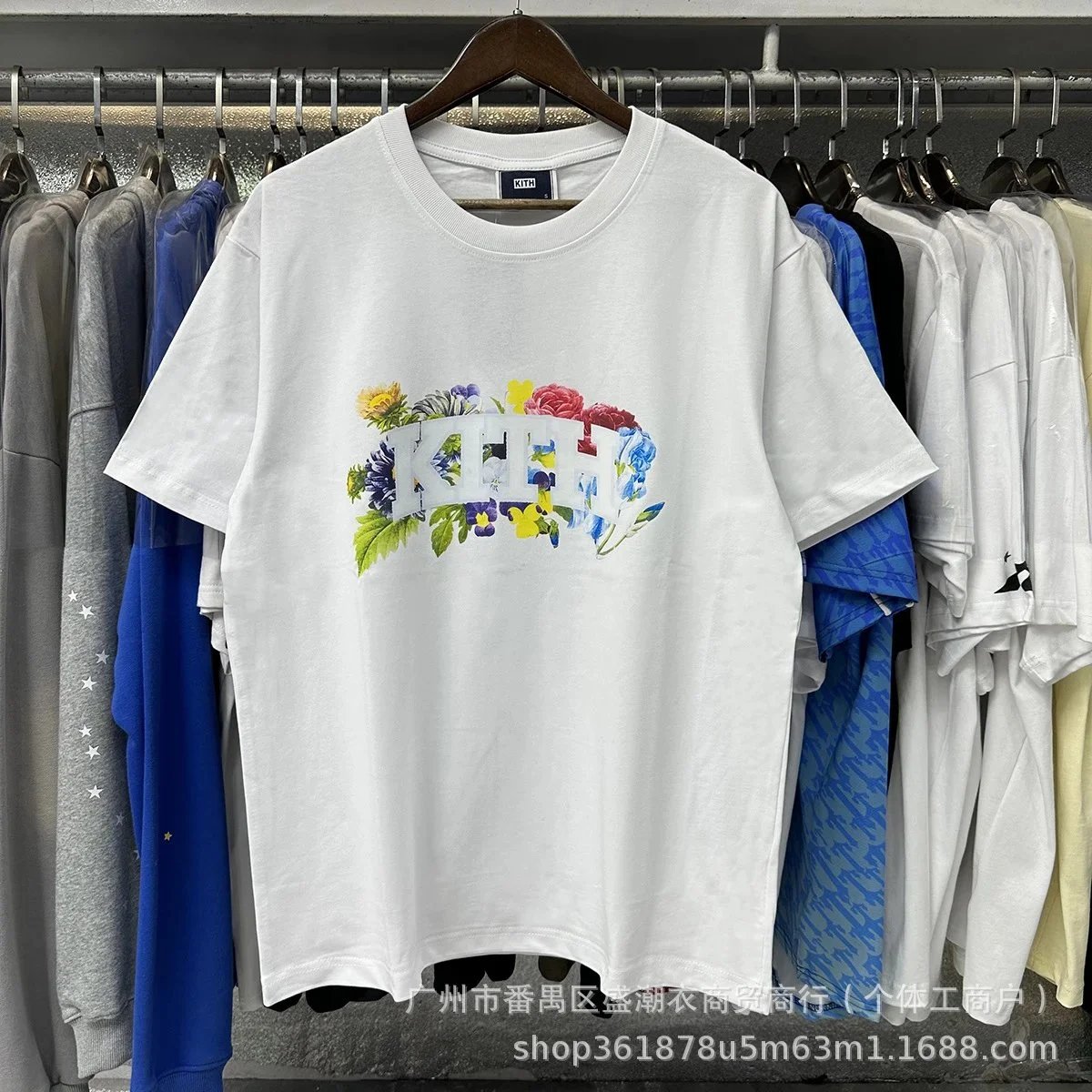 Kith T-Shirts Short-Sleeve Graphic Print Crewneck — White 8053