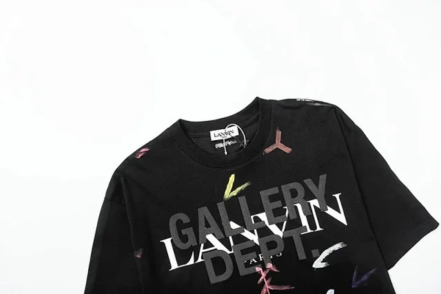 Lanvin T-Shirts Short-Sleeve Paint-Splatter Logo T-Shirt product detail image 4