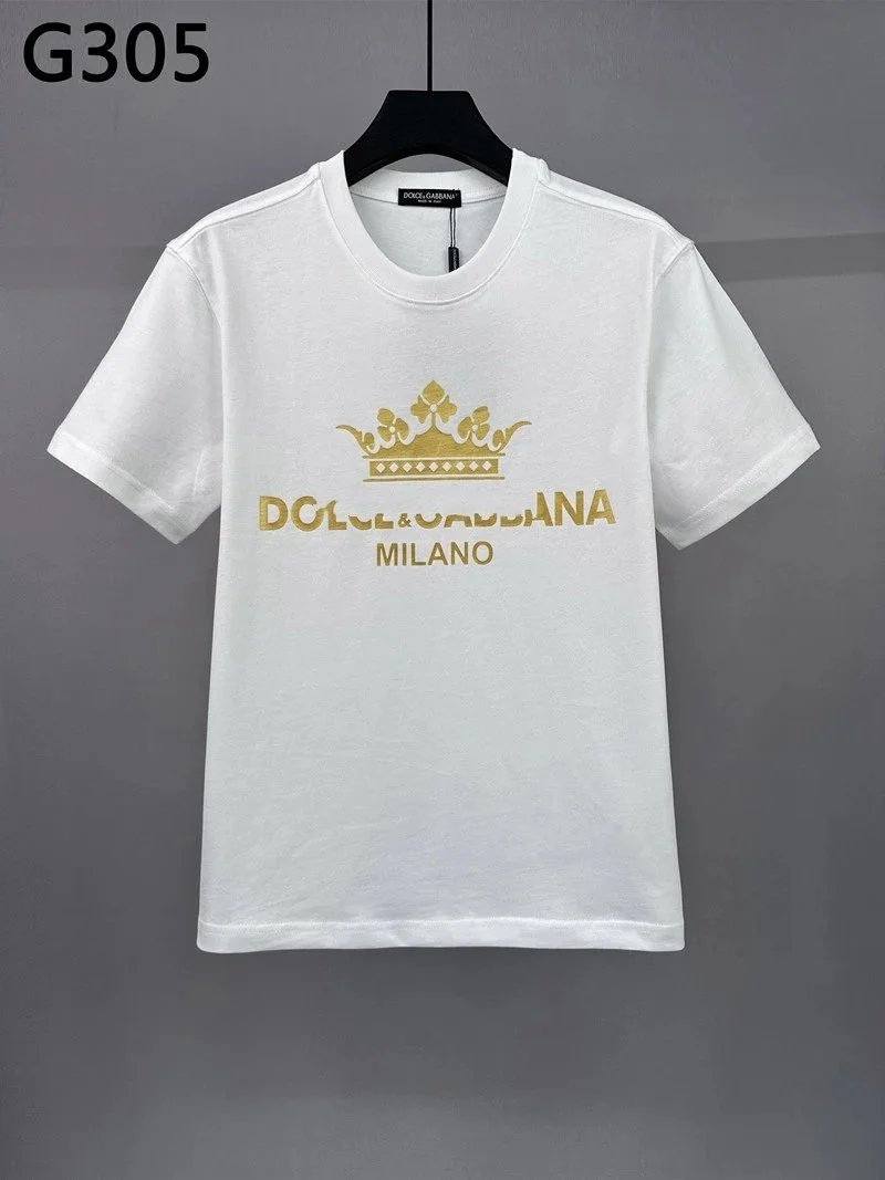Dolce & Gabbana T-Shirts Short-Sleeve Logo Graphic Crewneck — G305 White