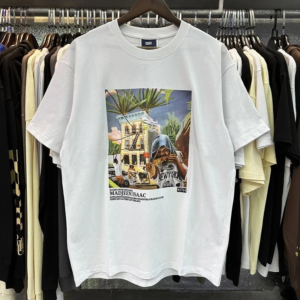 Kith T-Shirts Short-Sleeve Graphic Print Crewneck — White 8038