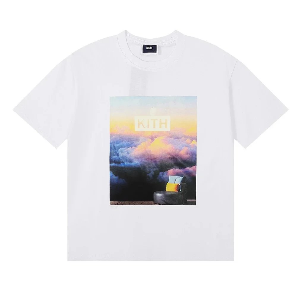 Kith T-Shirts Short-Sleeve Graphic Print Crewneck — White 8035