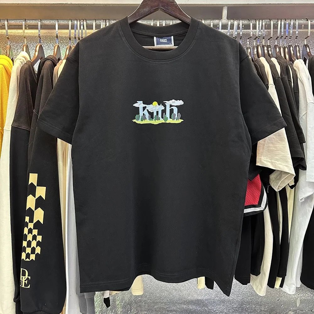 Kith T-Shirts Short-Sleeve Graphic Print Crewneck — Black 8033