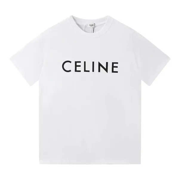 Celine Logo Print White T-Shirt - 1