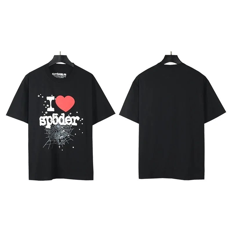 Spider I Love Spider Graphic Print Black T-Shirt - 1