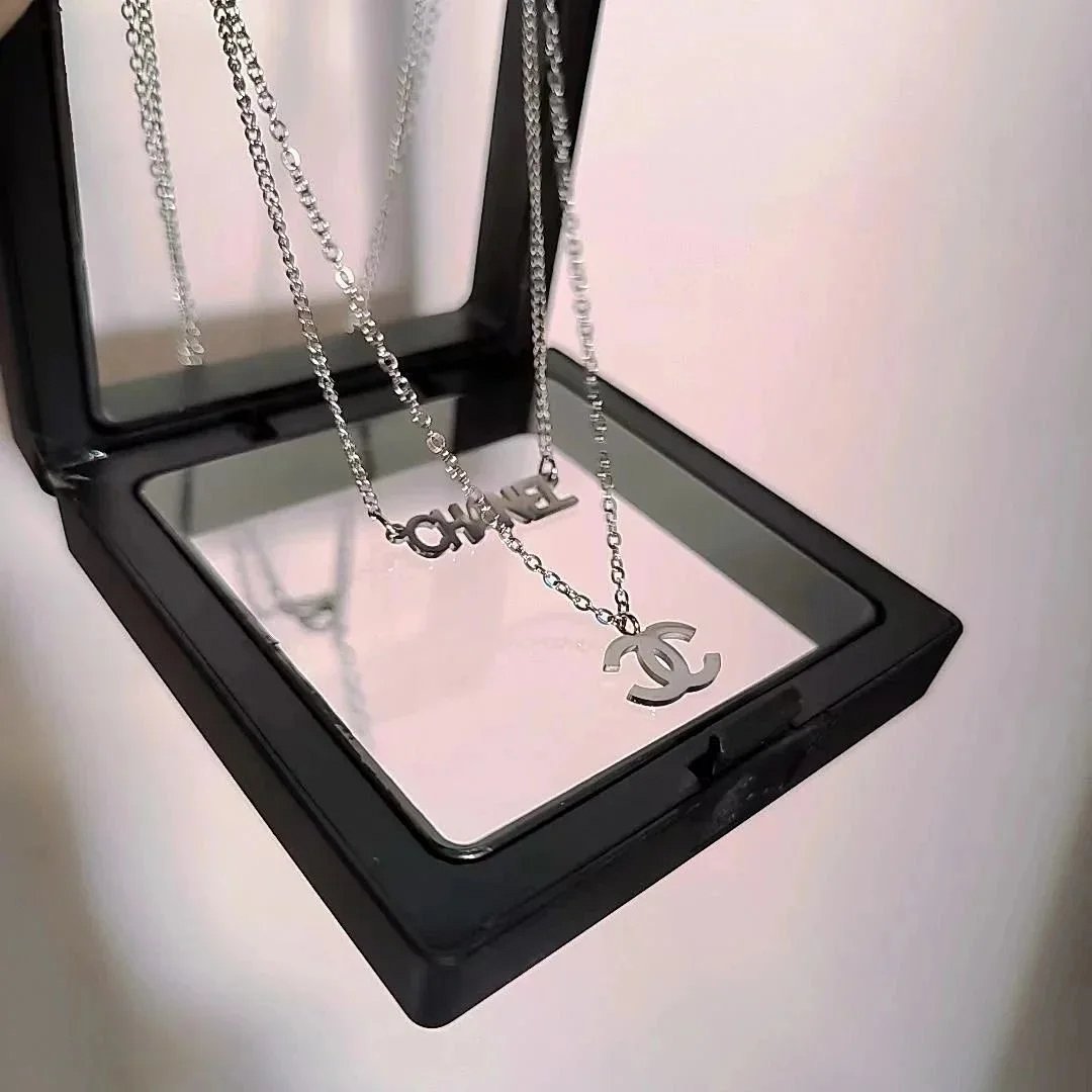 Chanel CC Logo Pendant Necklace Silver Jewelry Necklaces product detail 4 in Litbuy spreadsheet finds