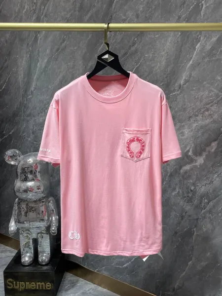 Chrome Hearts Pocket Logo Pink T-Shirt - 1