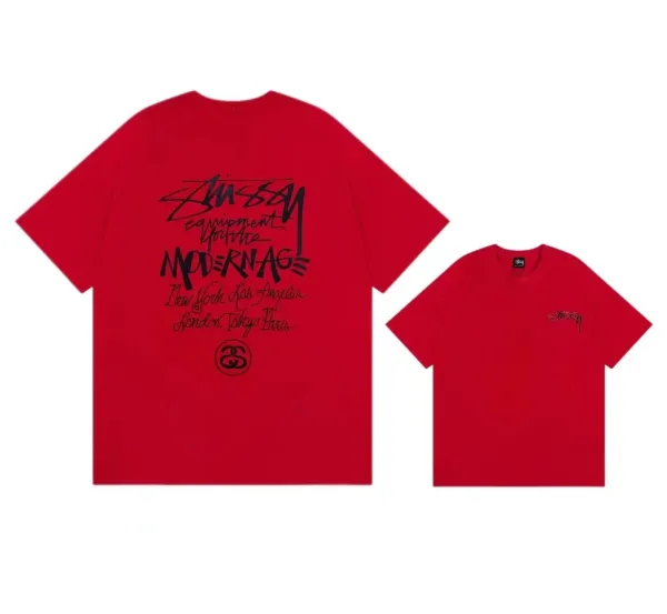 Stüssy Modern Age Red Graphic T-Shirt - 1